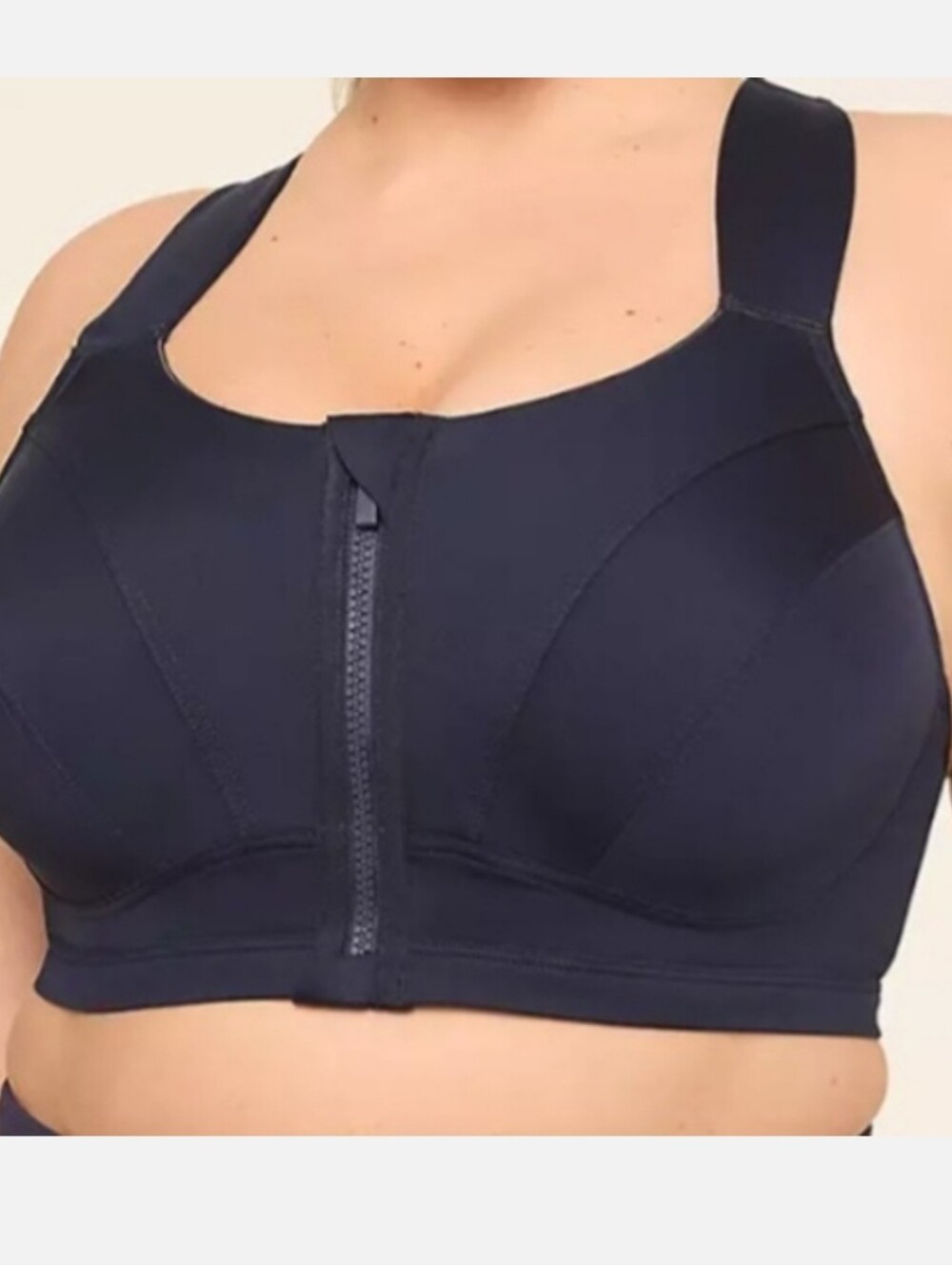 LIVI Max Support Comfort Zip-Front Sports Bra - Navy - Size 42F